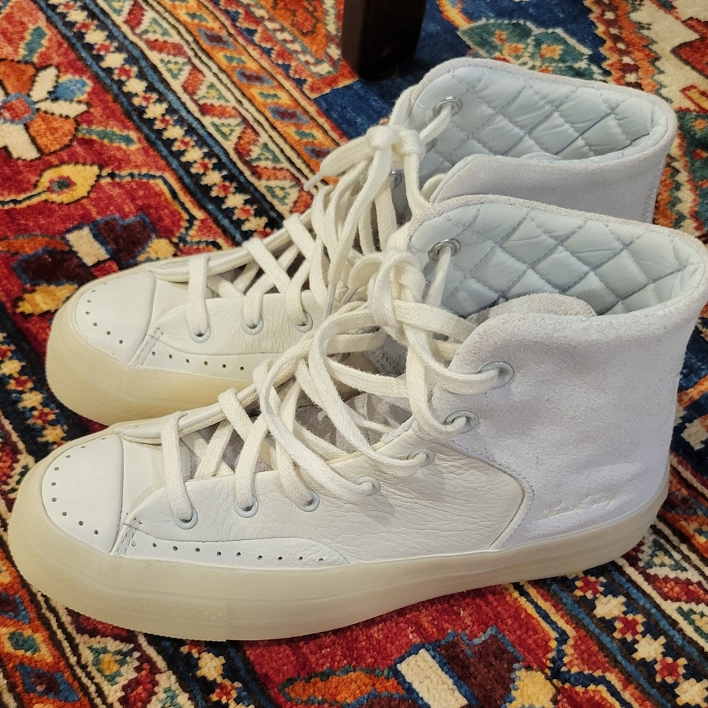 High-Top Converse White Leather Sneakers Unisex 70Marquis SZ 7.5
